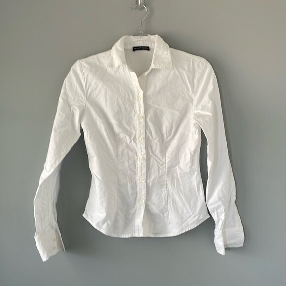 Brandy Melville Tops - BRANDY MELVILLE white collared long sleeve shirt